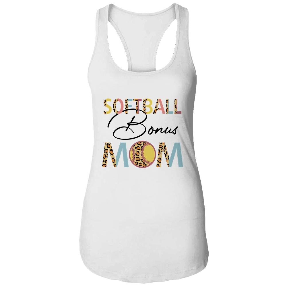 Softball Bonus Mom Softball Mom Leopard Mothers Day Shirt & Tank Top | teecentury