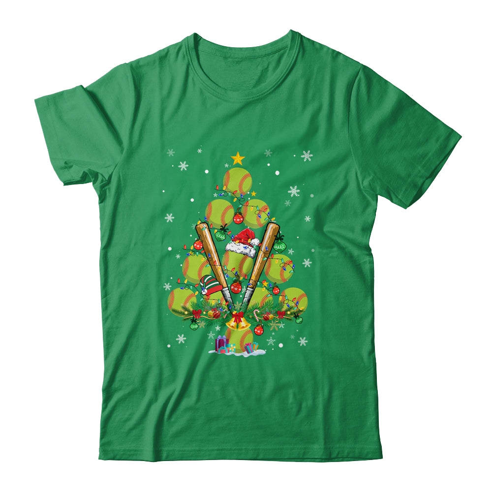 Softball Christmas Tree Santa Pickleball X Mas Lights Shirt & Sweatshirt | siriusteestore