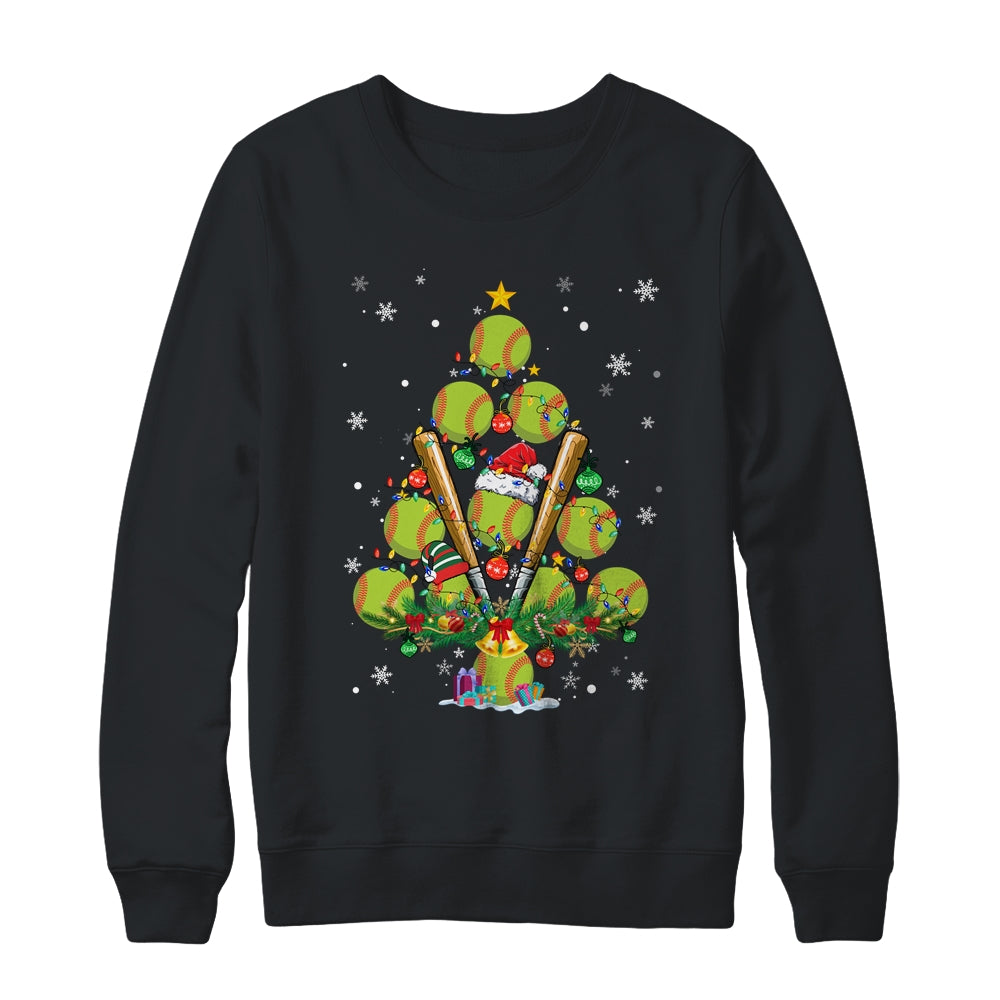 Softball Christmas Tree Santa Pickleball X Mas Lights Shirt & Sweatshirt | siriusteestore