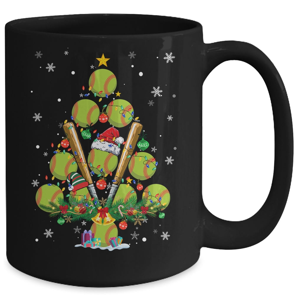 Softball Christmas Tree Santa Pickleball X Mas Lights Mug | siriusteestore