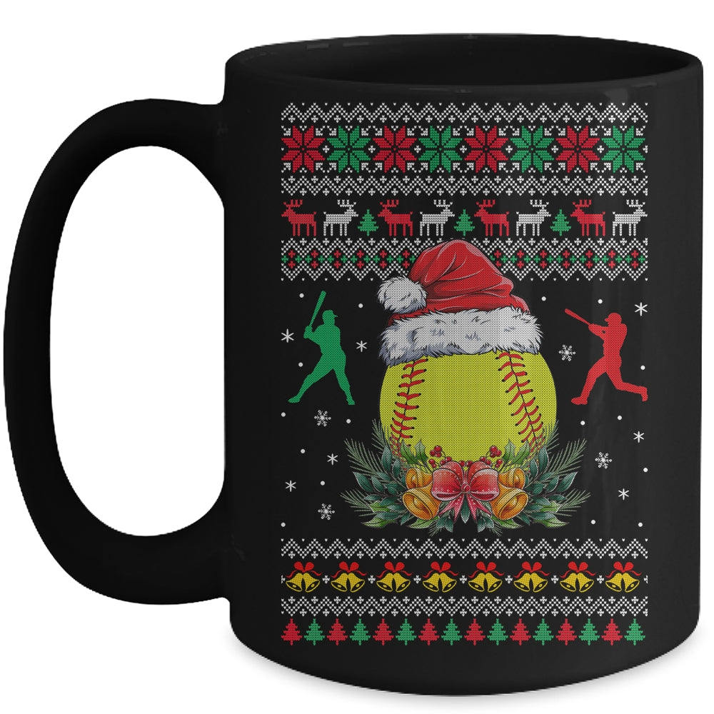 Softball Christmas Ugly Funny Santa Sport Men Boy Mug | siriusteestore