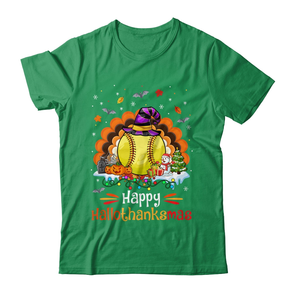 Softball Halloween Christmas Thanksgiving Hallothanksmas Shirt & Sweatshirt | siriusteestore