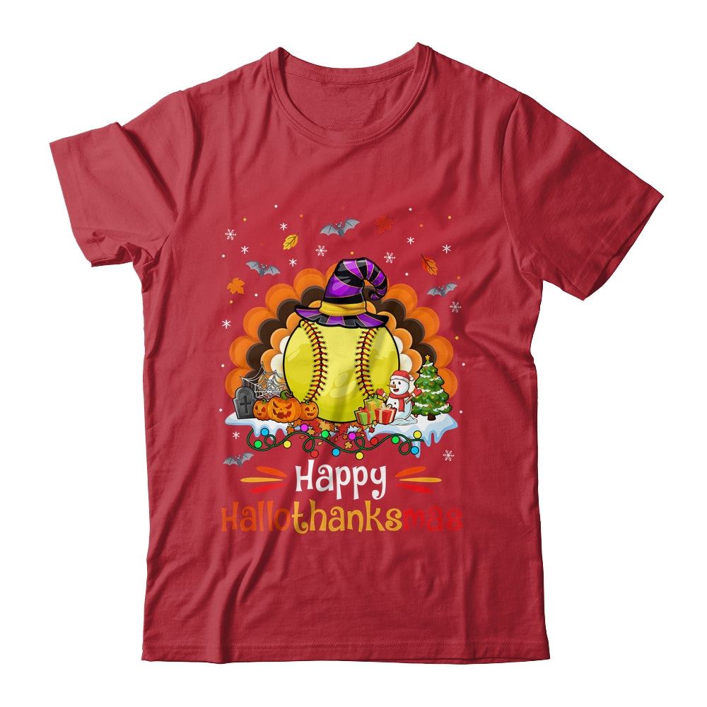 Softball Halloween Christmas Thanksgiving Hallothanksmas Shirt & Sweatshirt | siriusteestore