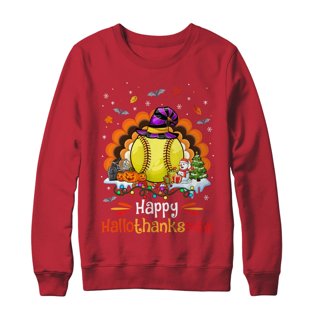 Softball Halloween Christmas Thanksgiving Hallothanksmas Shirt & Sweatshirt | siriusteestore