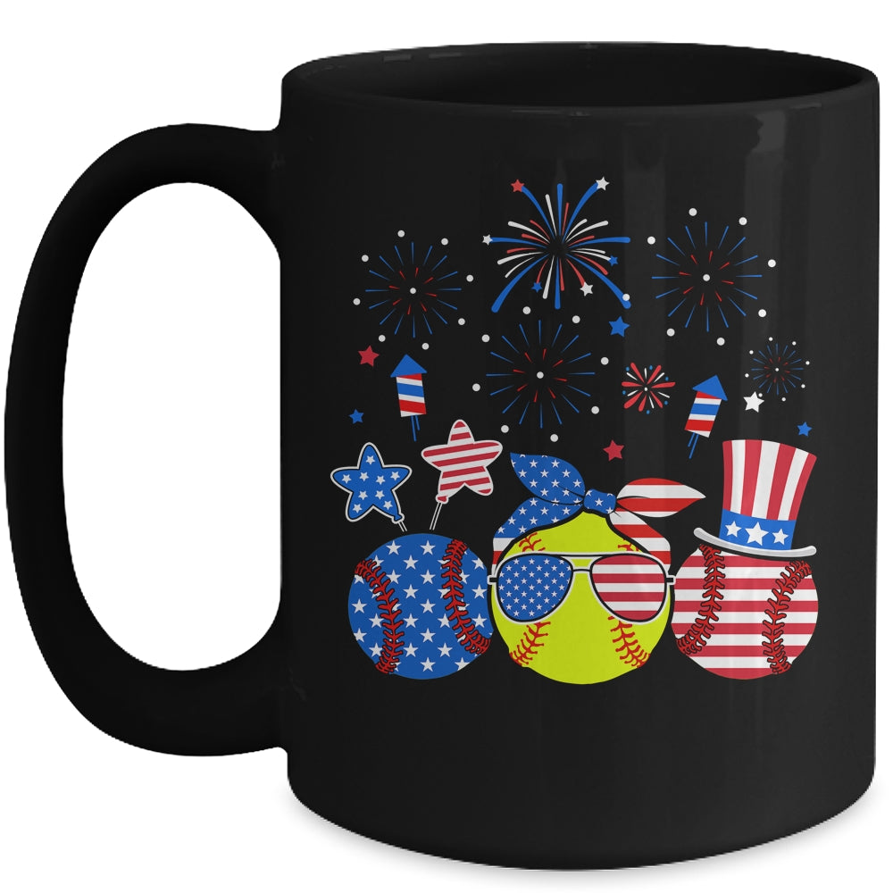 Softball Lover Patriotic 4th Of July Independence Day Mug | siriusteestore