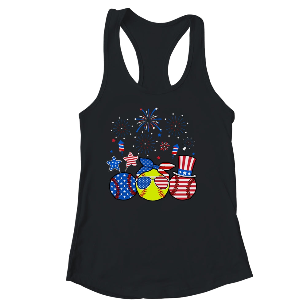 Softball Lover Patriotic 4th Of July Independence Day Shirt & Tank Top | siriusteestore