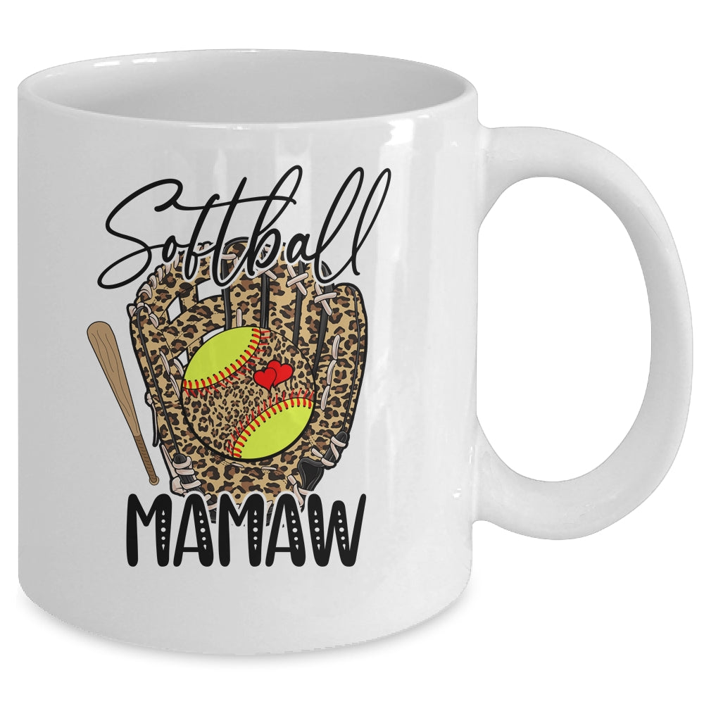 Softball Mamaw Leopard Game Day Softball Lover Mothers Day Mug | siriusteestore