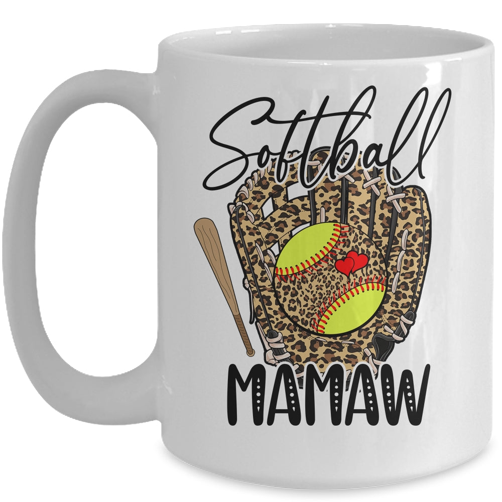 Softball Mamaw Leopard Game Day Softball Lover Mothers Day Mug | siriusteestore