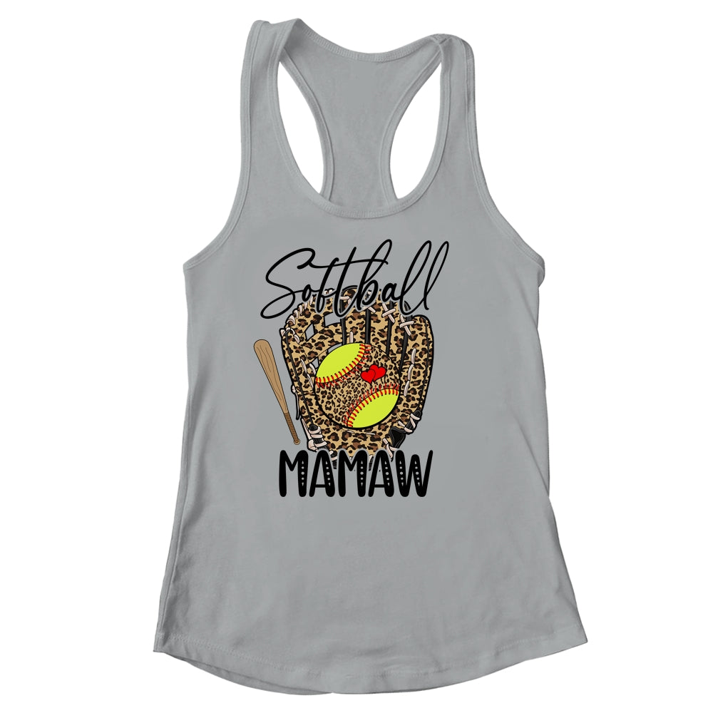 Softball Mamaw Leopard Game Day Softball Lover Mothers Day Shirt & Tank Top | siriusteestore