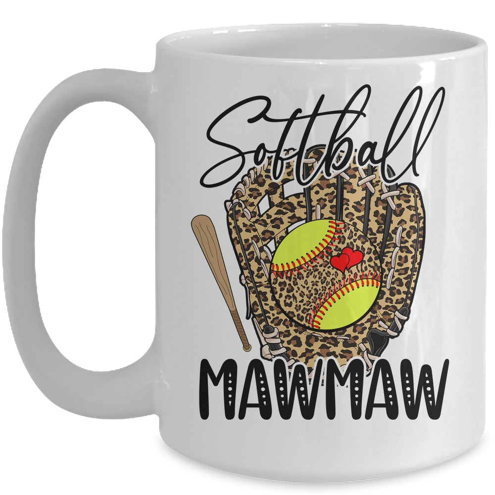 Softball Mawmaw Leopard Game Day Softball Lover Mothers Day Mug | siriusteestore