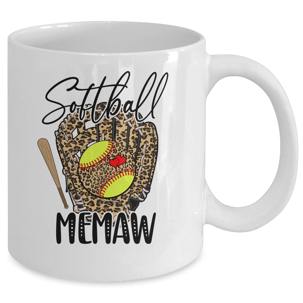 Softball Memaw Leopard Game Day Softball Lover Mothers Day Mug | siriusteestore