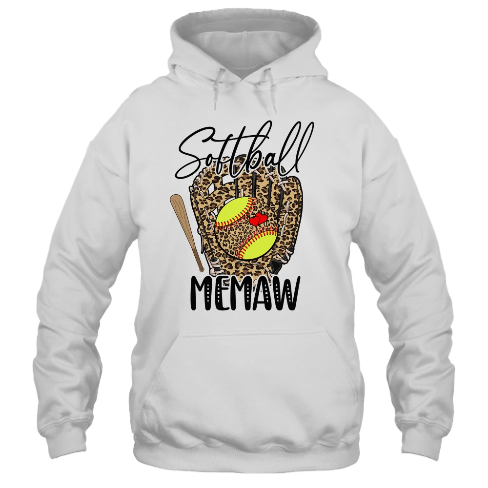 Softball Memaw Leopard Game Day Softball Lover Mothers Day Shirt & Tank Top | siriusteestore