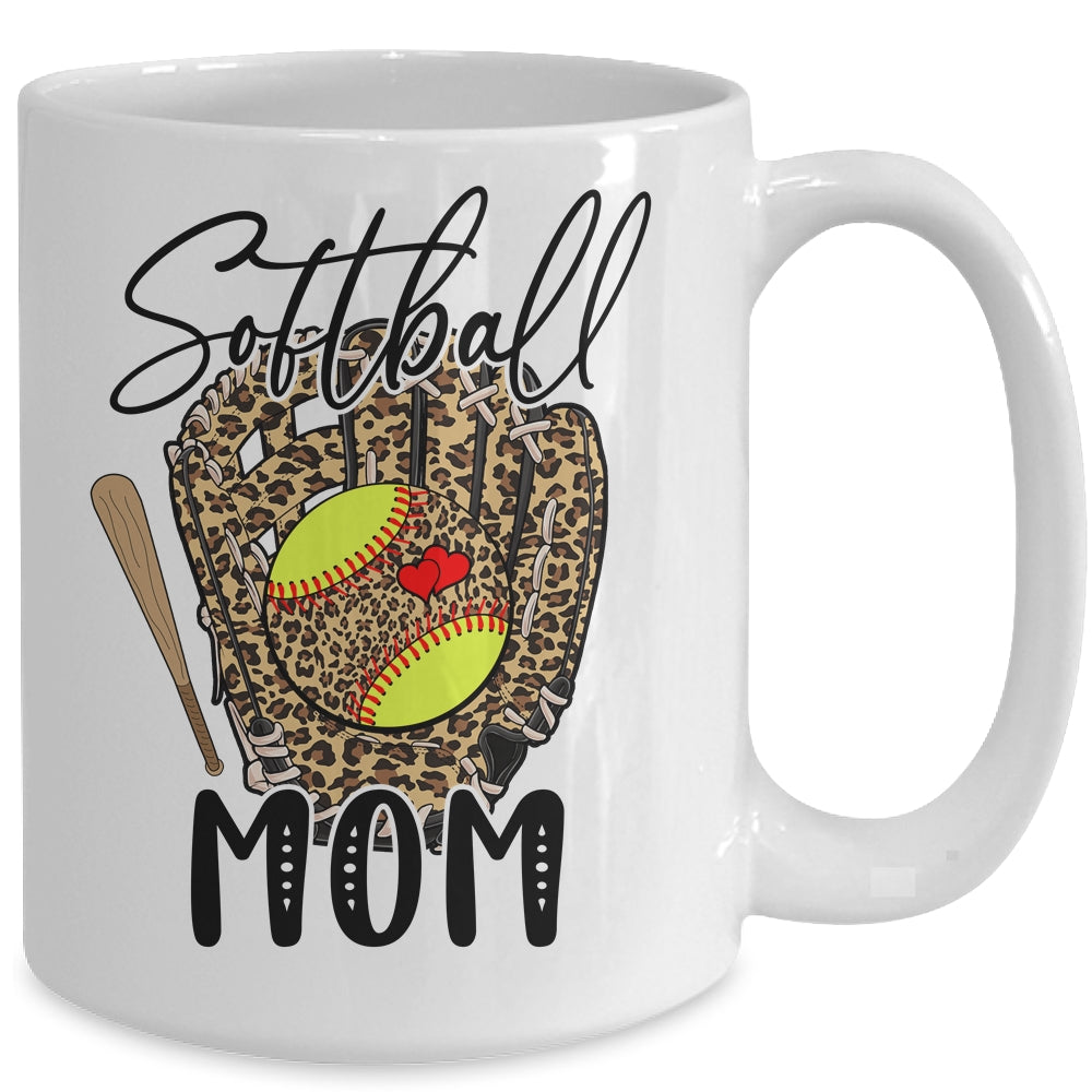 Softball Mom Leopard Game Day Softball Lover Mothers Day Mug | siriusteestore