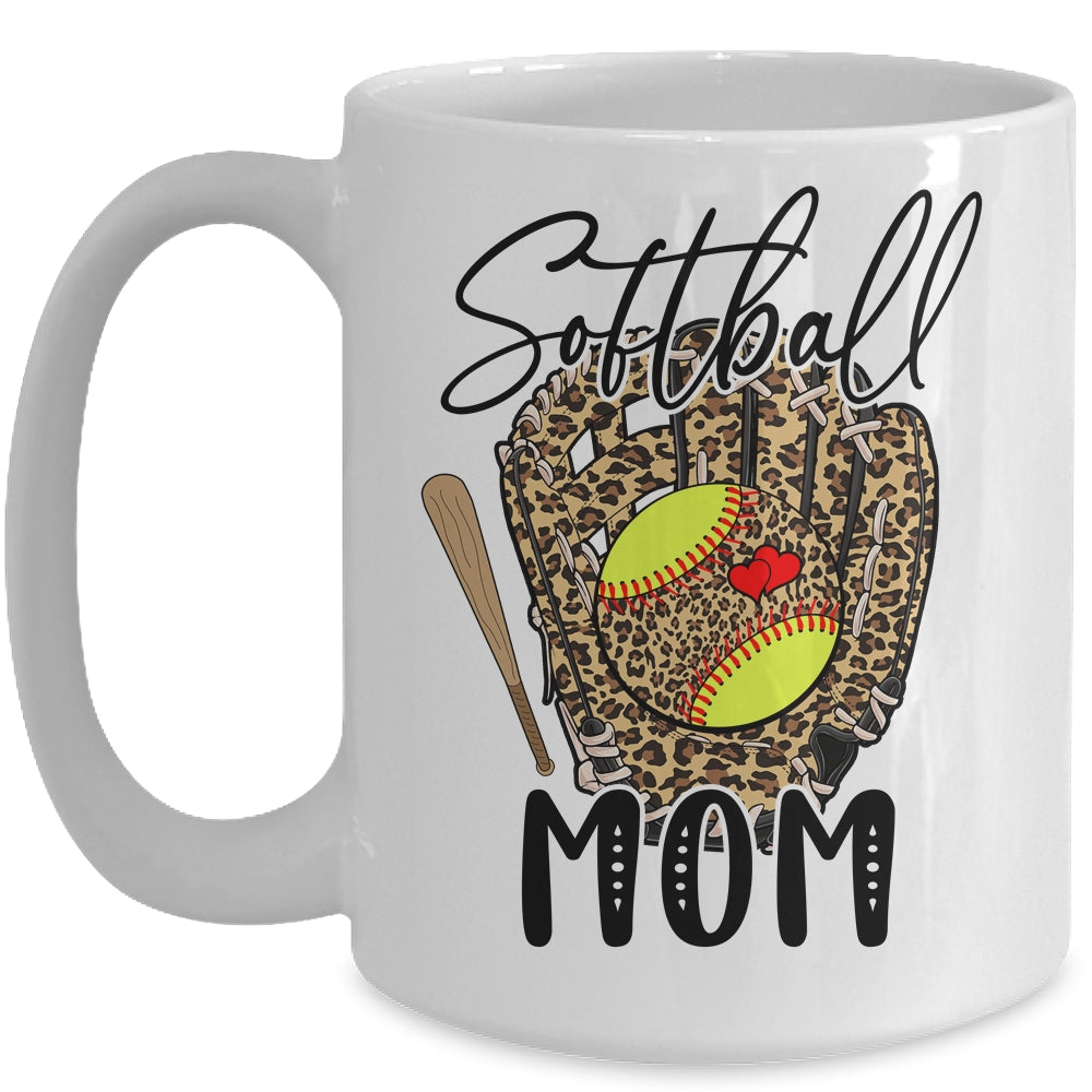 Softball Mom Leopard Game Day Softball Lover Mothers Day Mug | siriusteestore