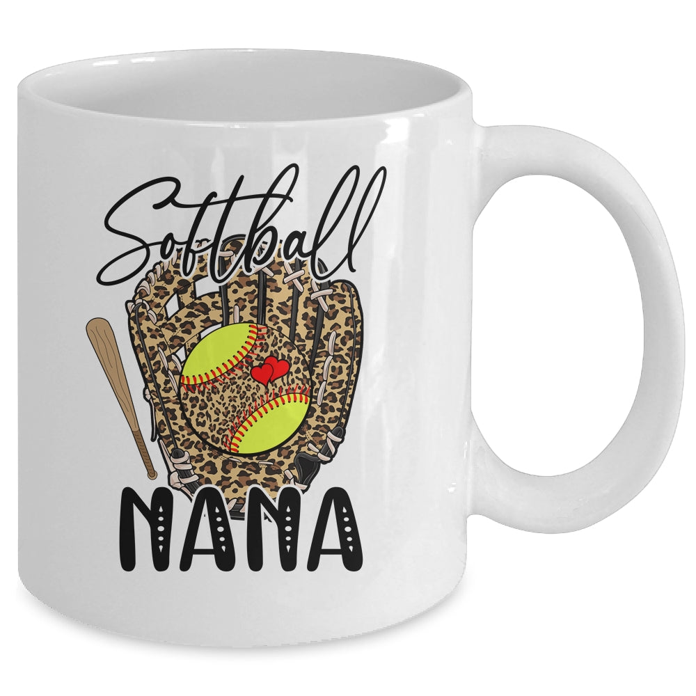 Softball Nana Leopard Game Day Softball Lover Mothers Day Mug | siriusteestore