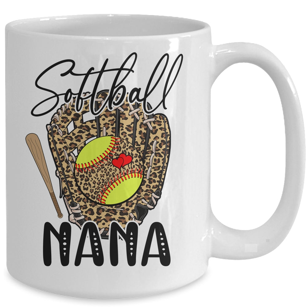 Softball Nana Leopard Game Day Softball Lover Mothers Day Mug | siriusteestore