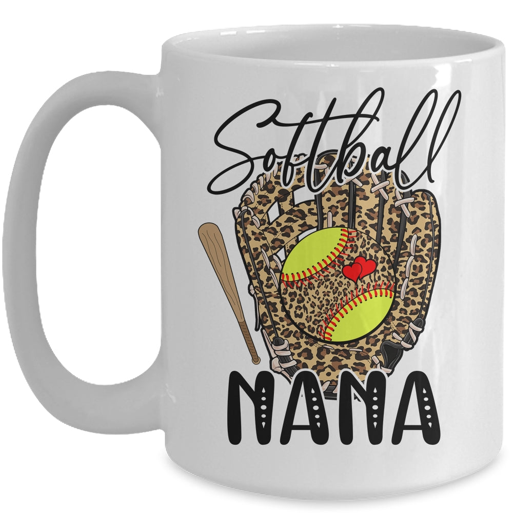 Softball Nana Leopard Game Day Softball Lover Mothers Day Mug | siriusteestore