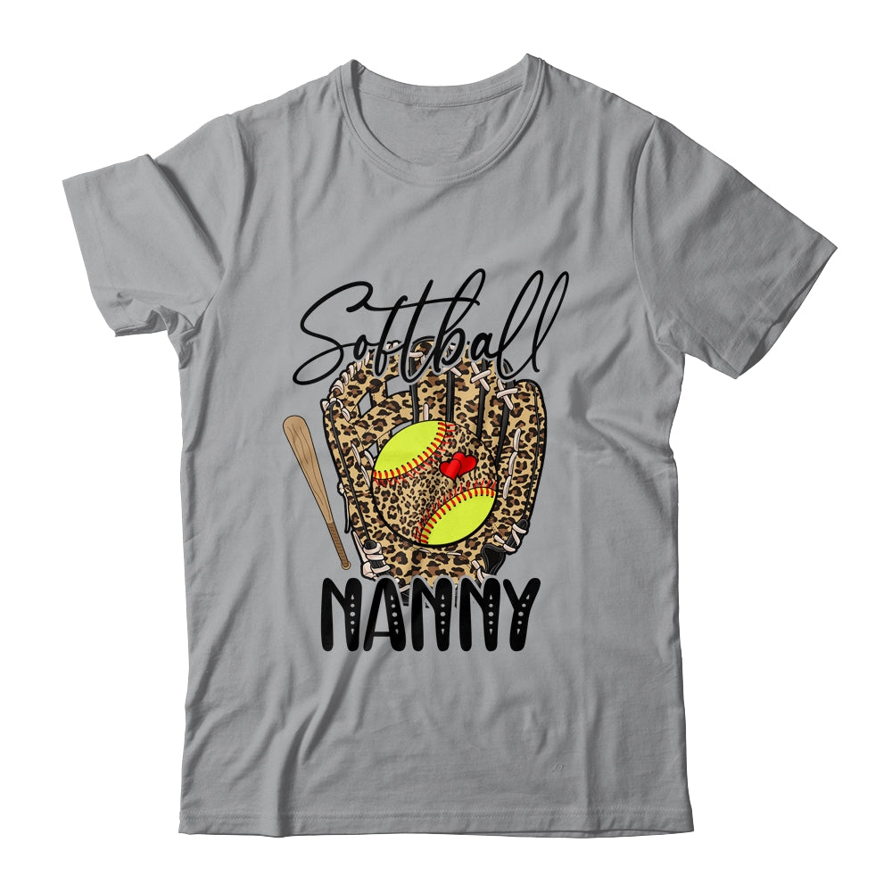 Softball Nanny Leopard Game Day Softball Lover Mothers Day Shirt & Tank Top | siriusteestore