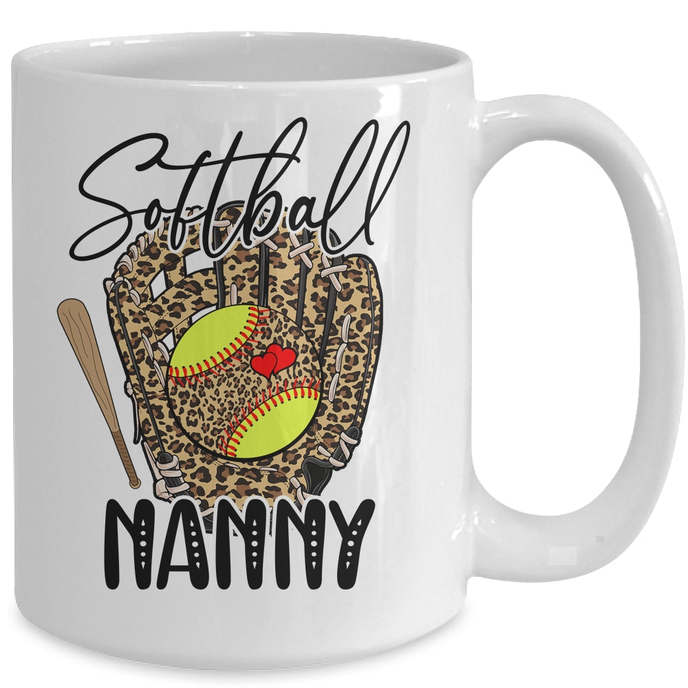 Softball Nanny Leopard Game Day Softball Lover Mothers Day Mug | siriusteestore