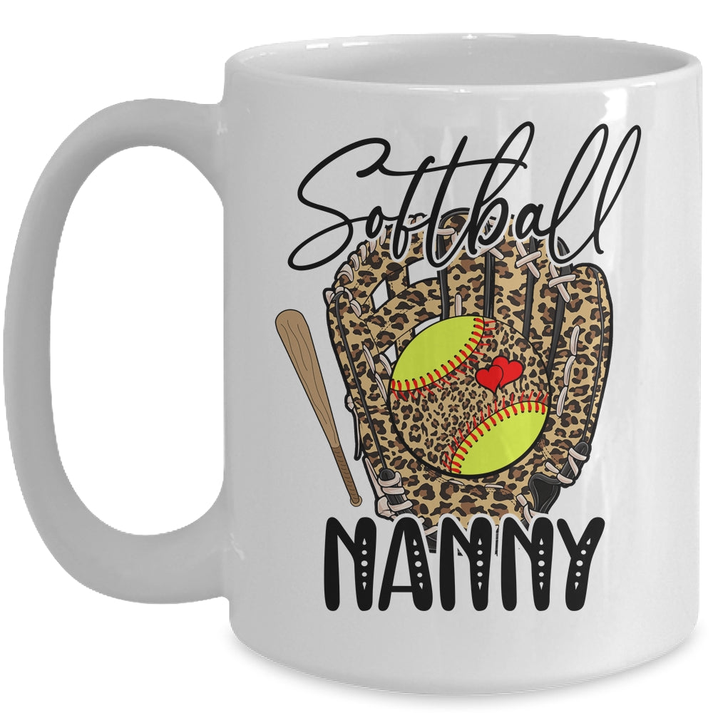 Softball Nanny Leopard Game Day Softball Lover Mothers Day Mug | siriusteestore