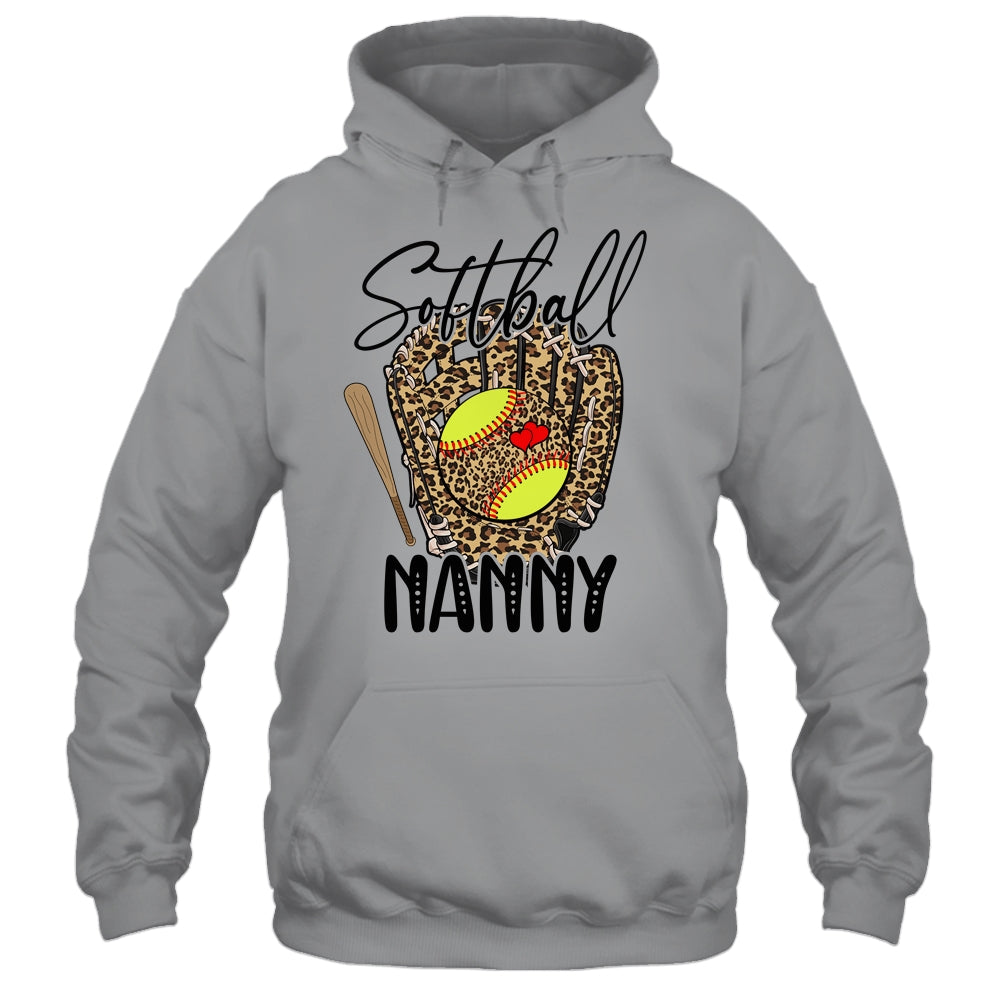 Softball Nanny Leopard Game Day Softball Lover Mothers Day Shirt & Tank Top | siriusteestore