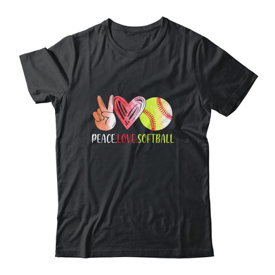 Softball Player Girls Peace Love Softball Women Shirt & Tank Top | siriusteestore