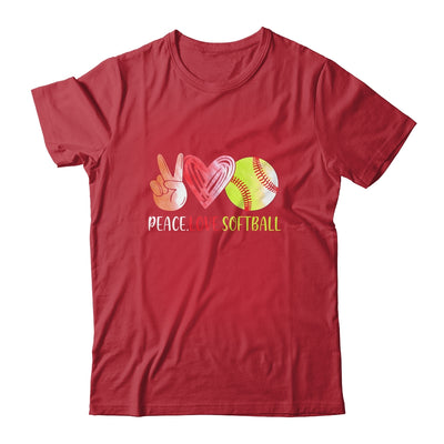 Softball Player Girls Peace Love Softball Women Shirt & Tank Top | siriusteestore