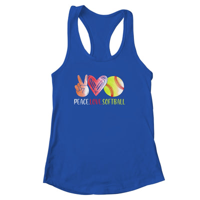 Softball Player Girls Peace Love Softball Women Shirt & Tank Top | siriusteestore