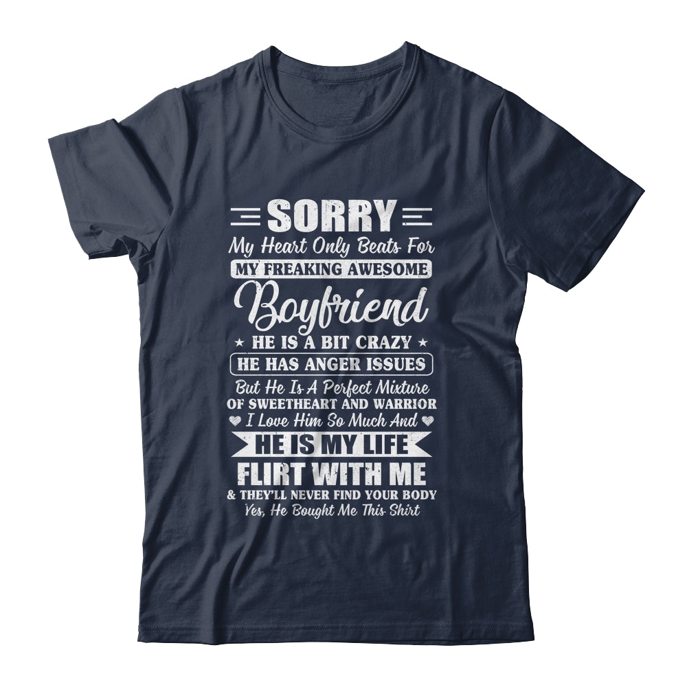 Sorry My Heart Only Beats For My Awesome Boyfriend Shirt & Hoodie | siriusteestore