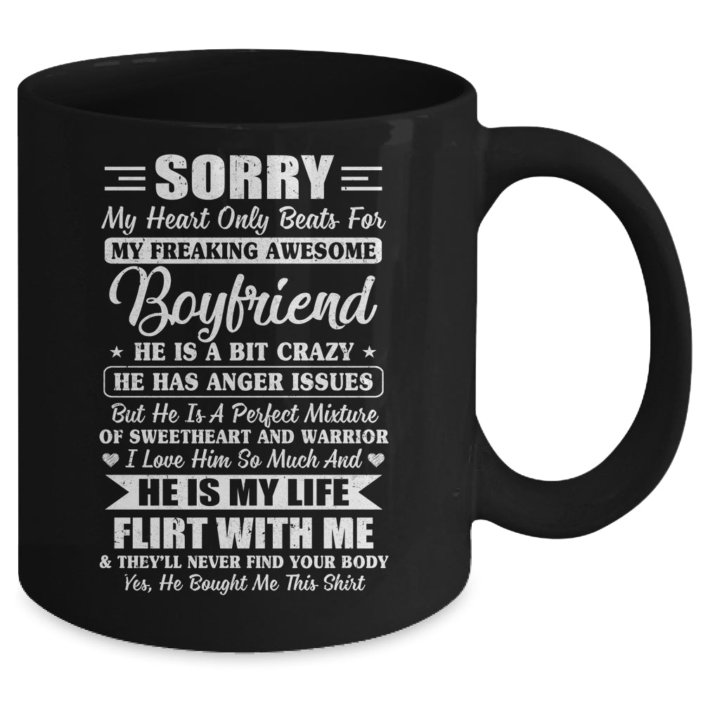 Sorry My Heart Only Beats For My Awesome Boyfriend Mug | siriusteestore