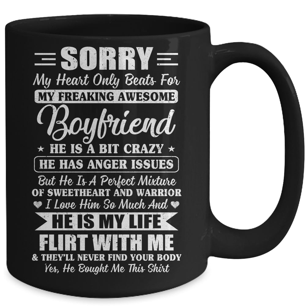 Sorry My Heart Only Beats For My Awesome Boyfriend Mug | siriusteestore