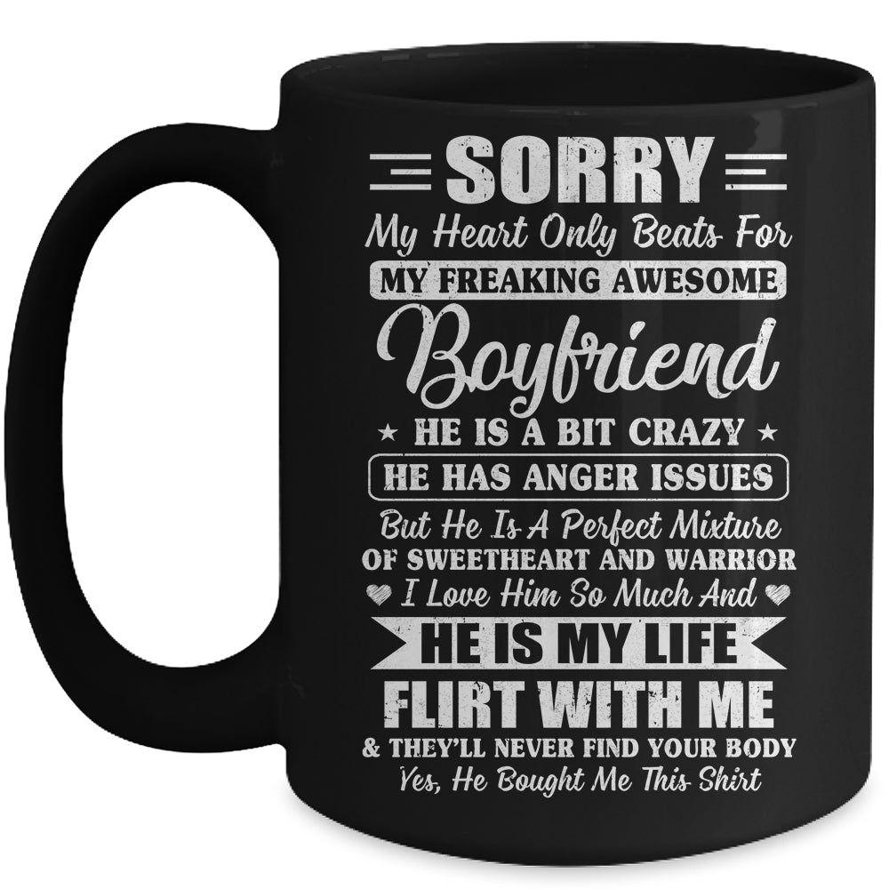 Sorry My Heart Only Beats For My Awesome Boyfriend Mug | siriusteestore