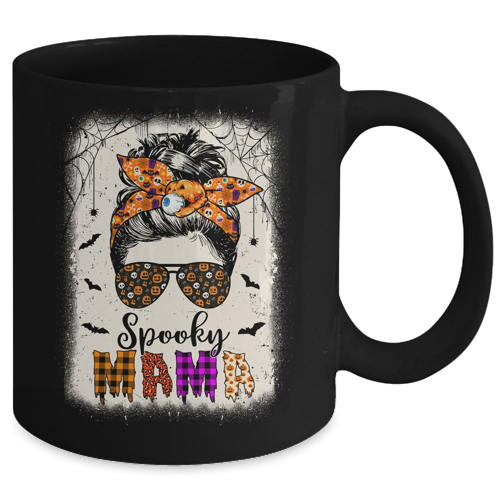 Spooky Mama Halloween Messy Bun Witch Mom Women Spooky Mug | siriusteestore