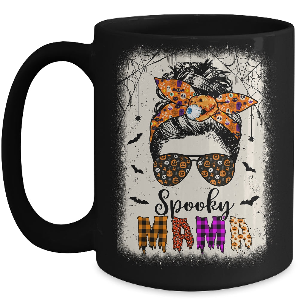 Spooky Mama Halloween Messy Bun Witch Mom Women Spooky Mug | siriusteestore