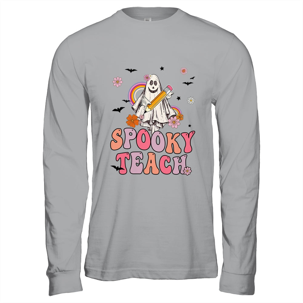 Spooky Teacher Ghost Halloween Groovy Retro Trick Or Treat Shirt & Hoodie | siriusteestore