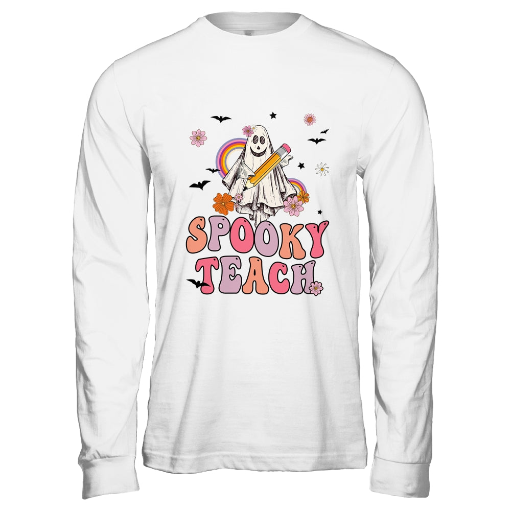 Spooky Teacher Ghost Halloween Groovy Retro Trick Or Treat Shirt & Hoodie | siriusteestore