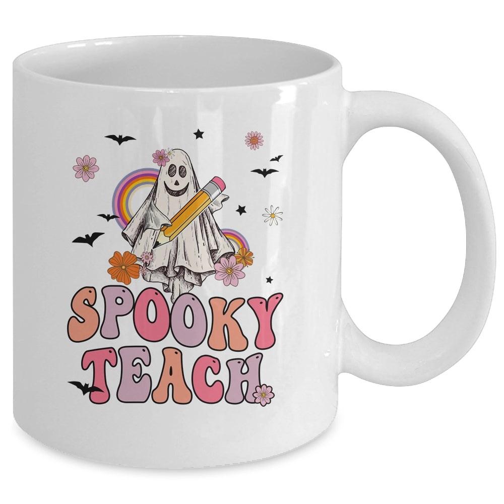 Spooky Teacher Ghost Halloween Groovy Retro Trick Or Treat Mug | siriusteestore