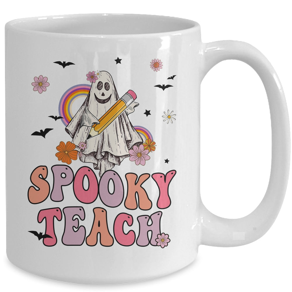 Spooky Teacher Ghost Halloween Groovy Retro Trick Or Treat Mug | siriusteestore