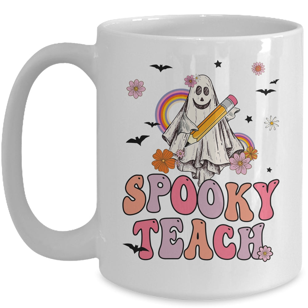 Spooky Teacher Ghost Halloween Groovy Retro Trick Or Treat Mug | siriusteestore
