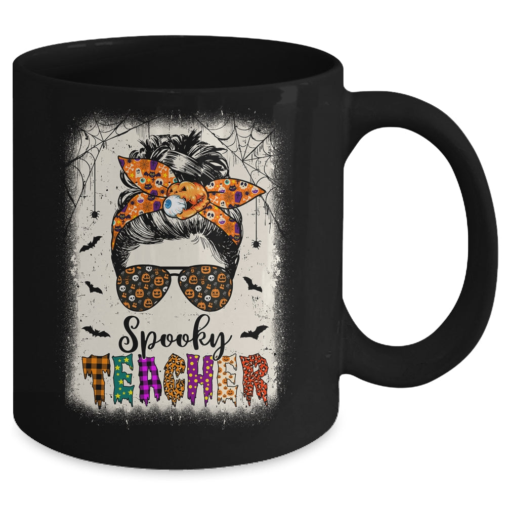 Spooky Teacher Halloween Messy Bun Bleached Teachers Women Mug | siriusteestore