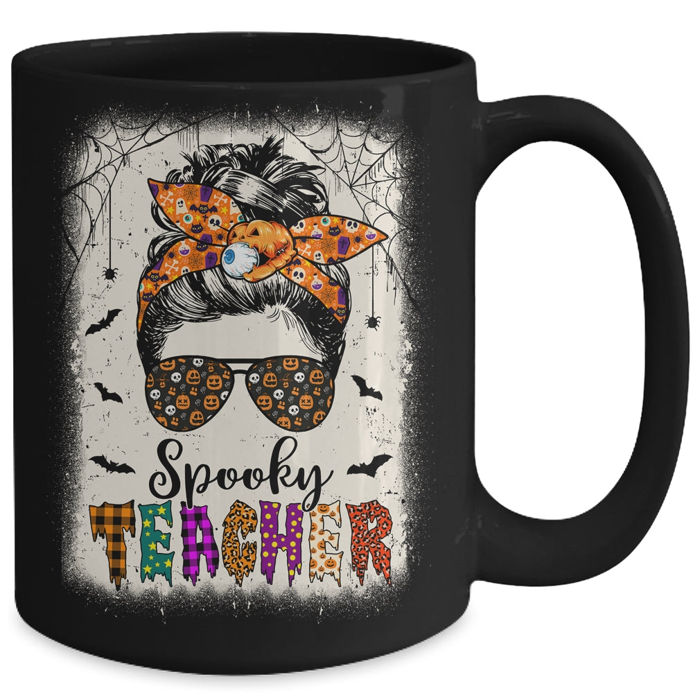 Spooky Teacher Halloween Messy Bun Bleached Teachers Women Mug | siriusteestore