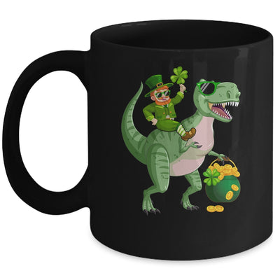 St Patricks Day Leprechaun Riding T Rex Funny Dino Boys Mug | siriusteestore