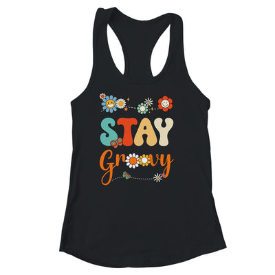 Stay Groovy Positive Mind Happy Life Retro Sunflower Hippie Shirt & Tank Top | siriusteestore