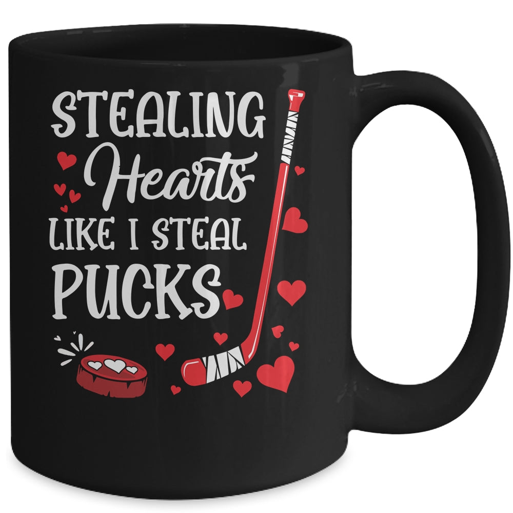 Stealing Hearts Like I Steal Pucks Valentines Day Ice Hockey Mug | siriusteestore