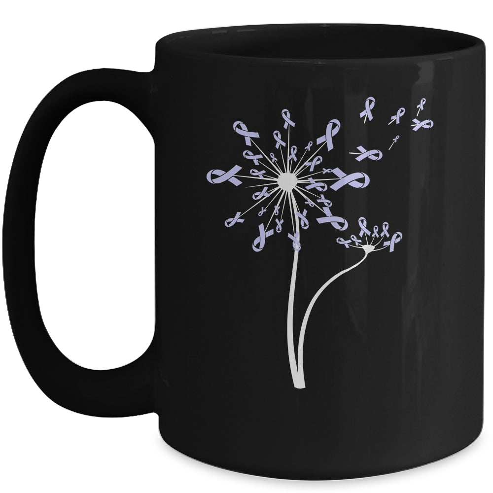 Stomach Cancer Awareness Dandelion Periwinkle Ribbon Mug | siriusteestore