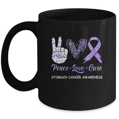 Stomach Cancer Awareness Peace Love Cure Leopard Mug | siriusteestore