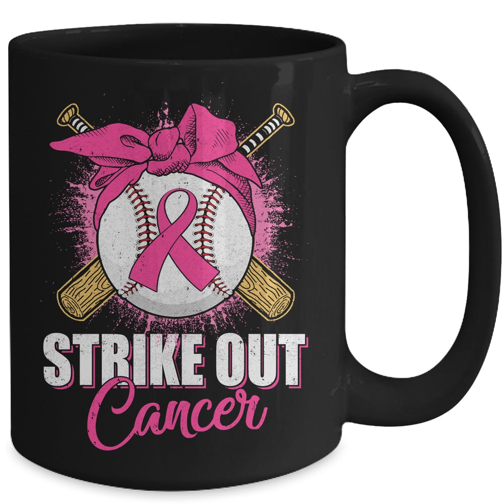 Strike Out Breast Cancer Awareness Baseball Pink Ribbon Mug | siriusteestore