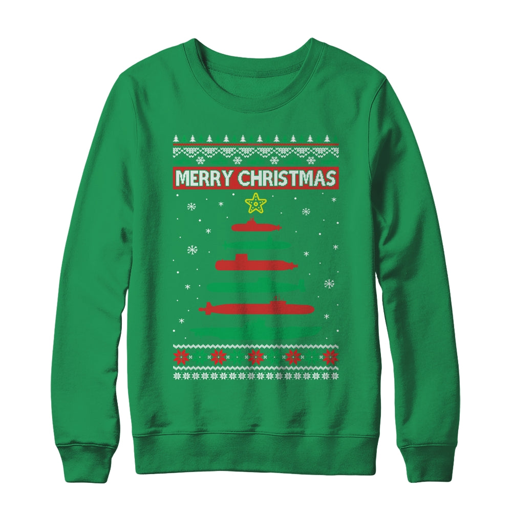 Submarine Military Tree Funny Christmas Ugly Xmas Shirt & Sweatshirt | siriusteestore