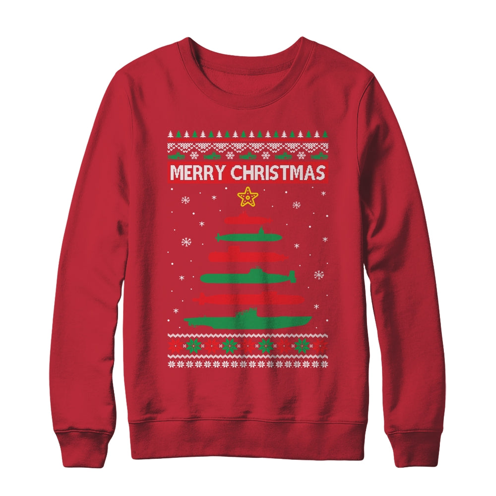 Submarine Military Tree Funny Christmas Ugly Xmas Shirt & Sweatshirt | siriusteestore