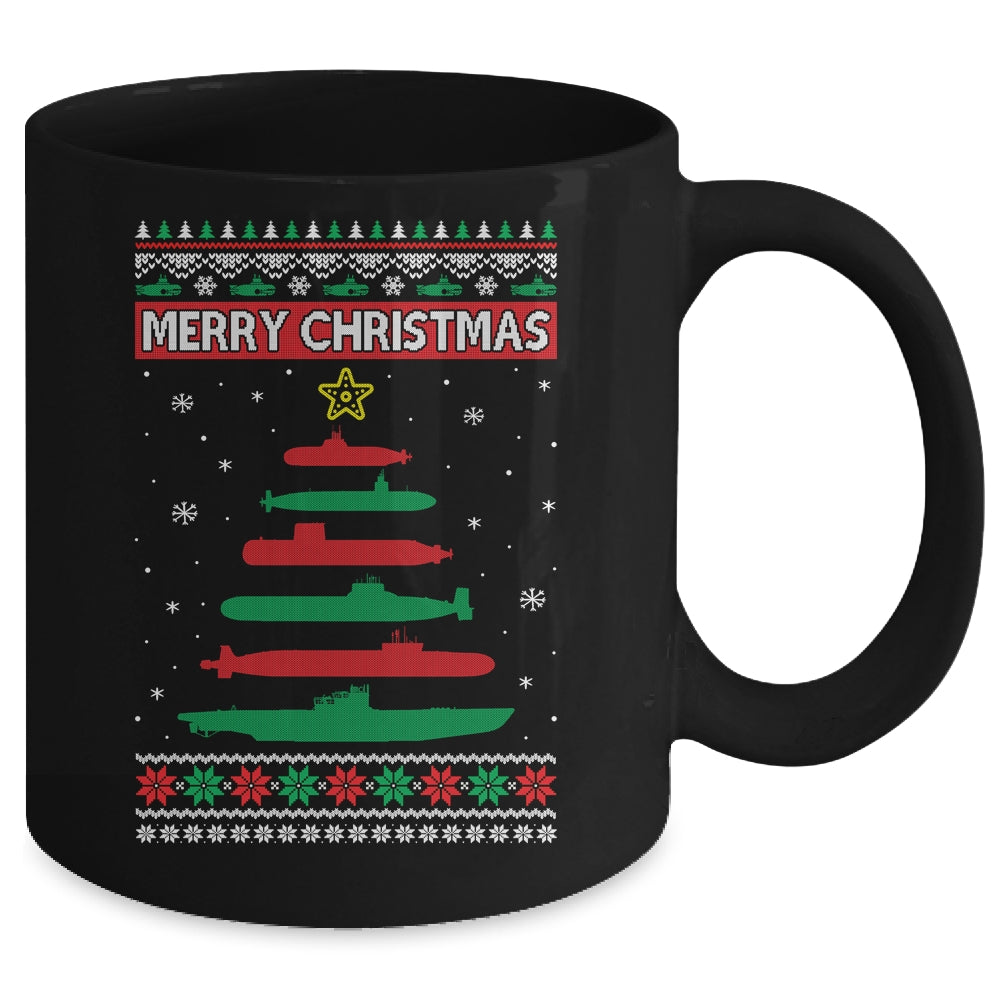 Submarine Military Tree Funny Christmas Ugly Xmas Mug | siriusteestore